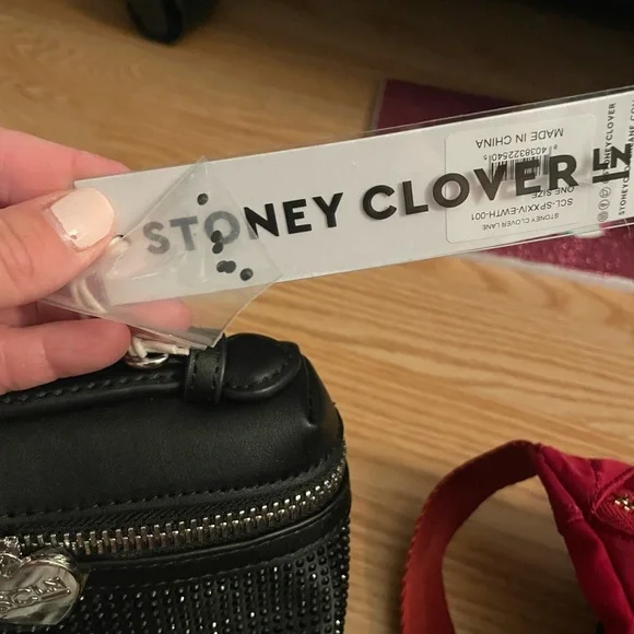 Stoney Clover Lane Black Crossbody Bag with Heart Accents - Picture 2 of 5